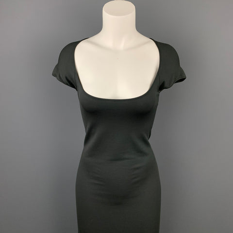 NARCISO RODRIGUEZ Taille 8 Robe trapèze en jersey gris rayonne mélangée