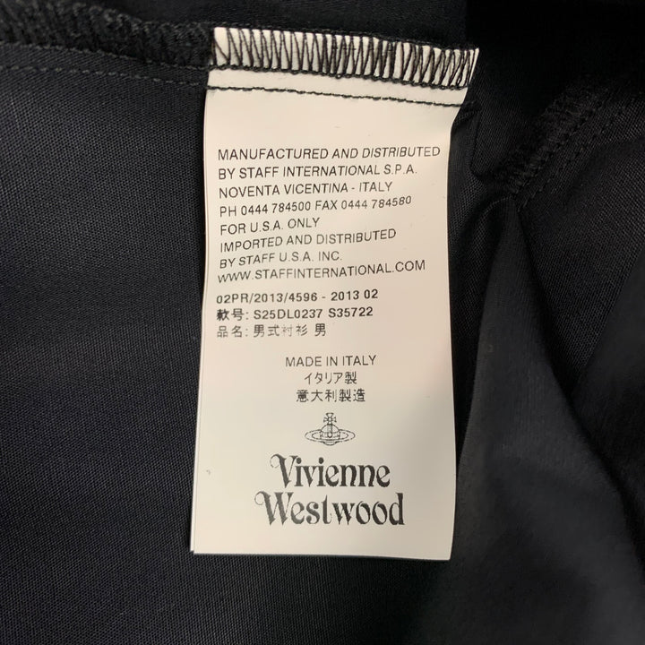 VIVIENNE WESTWOOD HOMBRE Talla XL Camisa Manga Larga Algodón Negro Broches