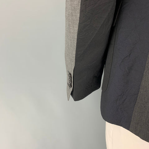 WOOSTER + LARDINI Size 44 Gray Black Color Block Wool Sport Coat
