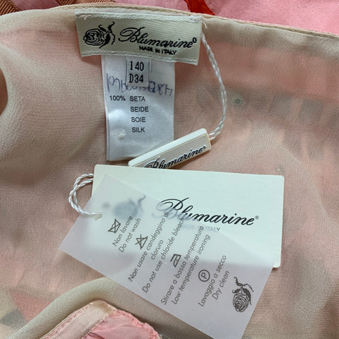 BLUMARINE Size 4 Pink Beige Silk Ruffled A-Line Skirt