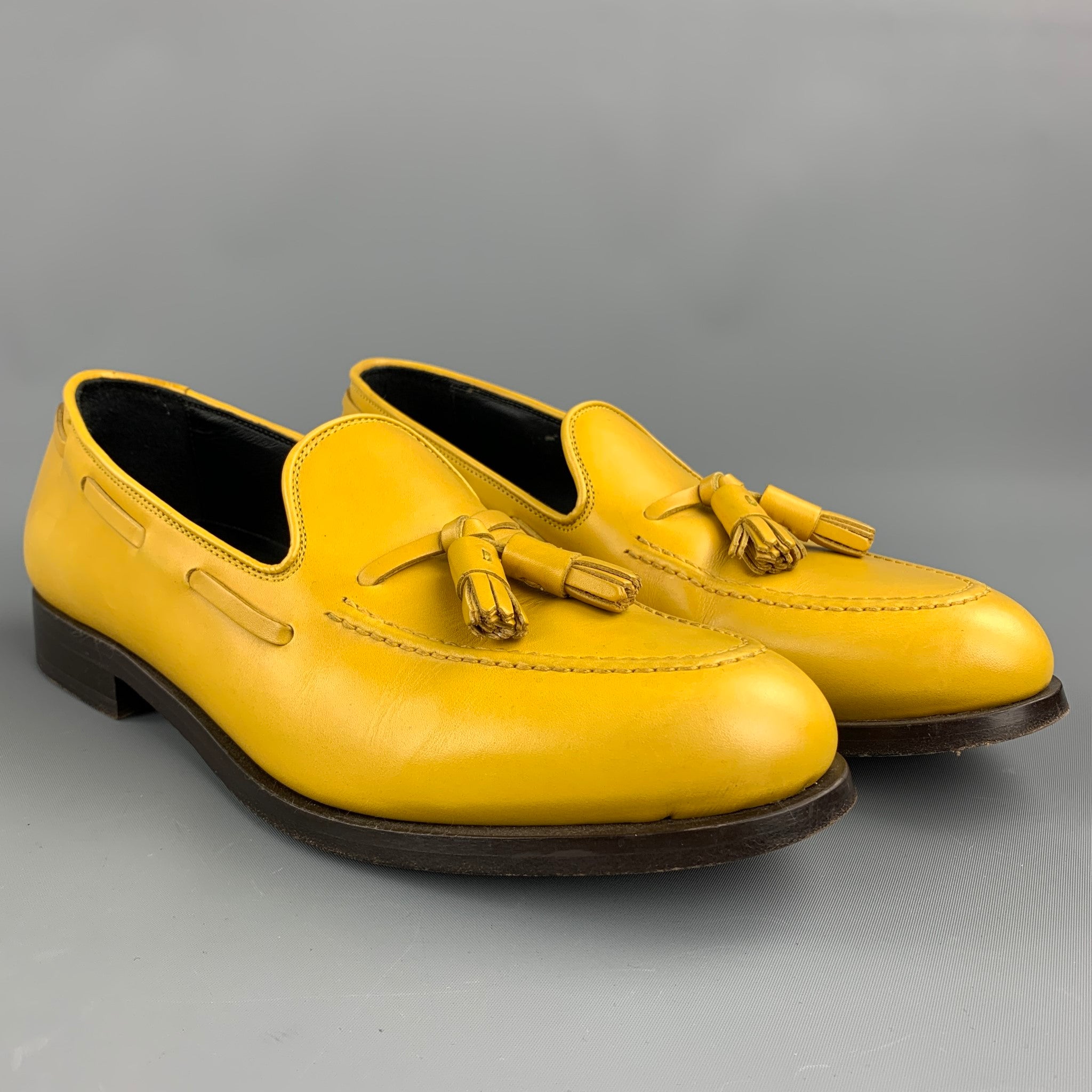 PAUL SMITH Size 8 Yellow Leather Slip On Tassel Loafers