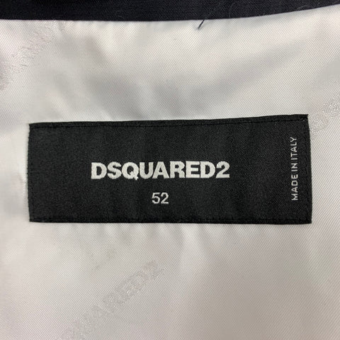 DSQUARED2 Size 42 Black Embroidery Wool Blend Peak Lapel Sport Coat