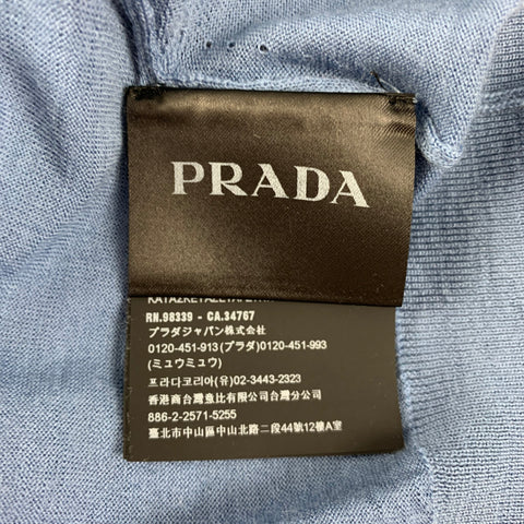PRADA Size L Blue Knitted Wool Buttoned Polo