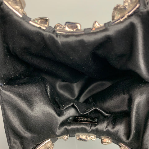 BADGLEY MISCHKA Black & Silver Beaded Satin Evening Handbag