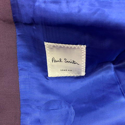 PAUL SMITH Size 38 Regular Purple Wool Notch Lapel Suit