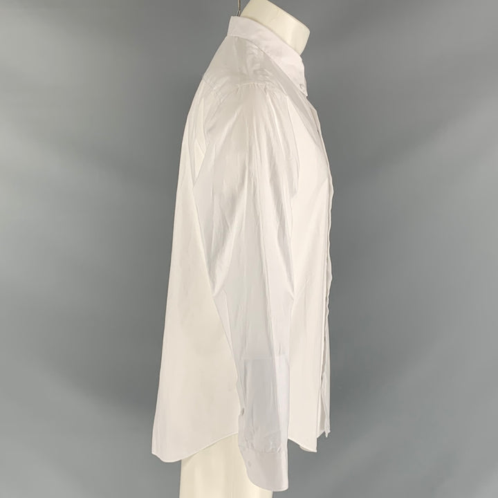 GIORGIO ARMANI Size M White Solid Cotton Snaps Long Sleeve Shirt