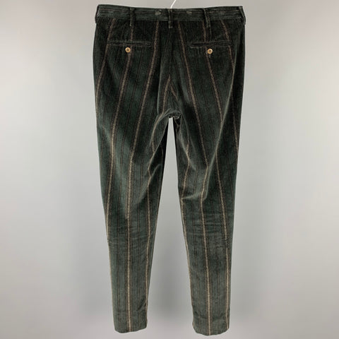 ROMEO GIGLI Size 30 Charcoal Stripe Cotton Button Fly Dress Pants