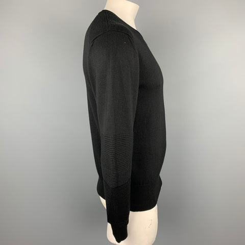 BELSTAFF Size XXL Black Knitted Wool Crew-Neck Pullover