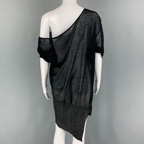 ALESSANDRO Taille 6 Robe tunique en coton et lin noir et anthracite