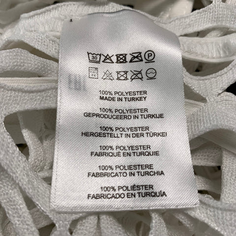 DRIES VAN NOTEN Size L White Mesh Polyester Cropped Pullover