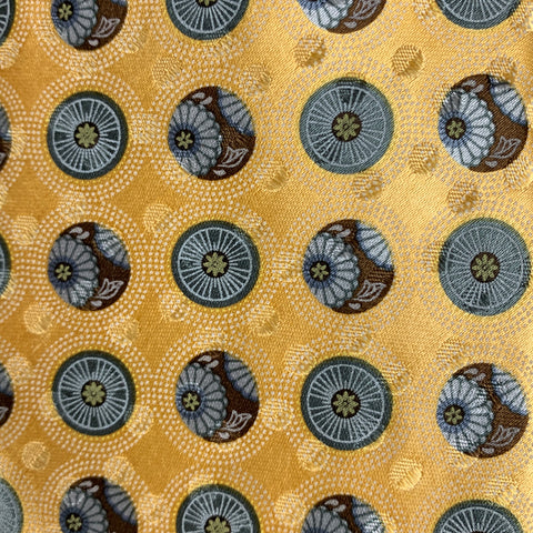 ERMENEGILDO ZEGNA Yellow Blue Circles Silk Tie
