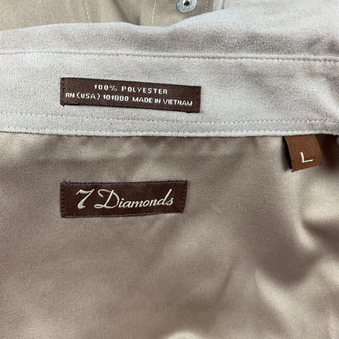 7 DIAMONDS Size L Khaki Contrast Stitch Polyester Western Long Sleeve Shirt