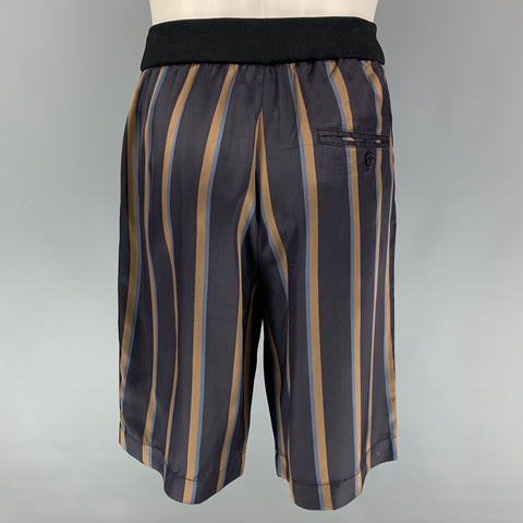 3.1 PHILLIP LIM Size 31 Navy Brown Viscose Elastic Waistband Shorts