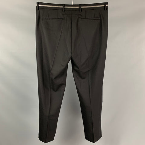 GIVENCHY Size 38 Black Wool Zipper Waistband Dress Pants