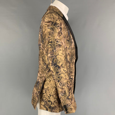 LORDS & FOOLS Size 42 Gold Black Jacquard Polyester Blend Sport Coat