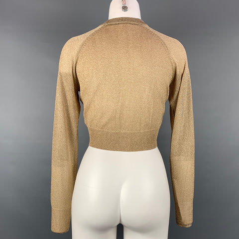 TWELFTH STREET by CYNTHIA VINCENT Size S Gold Rayon / Polyester Cropped Cardigan