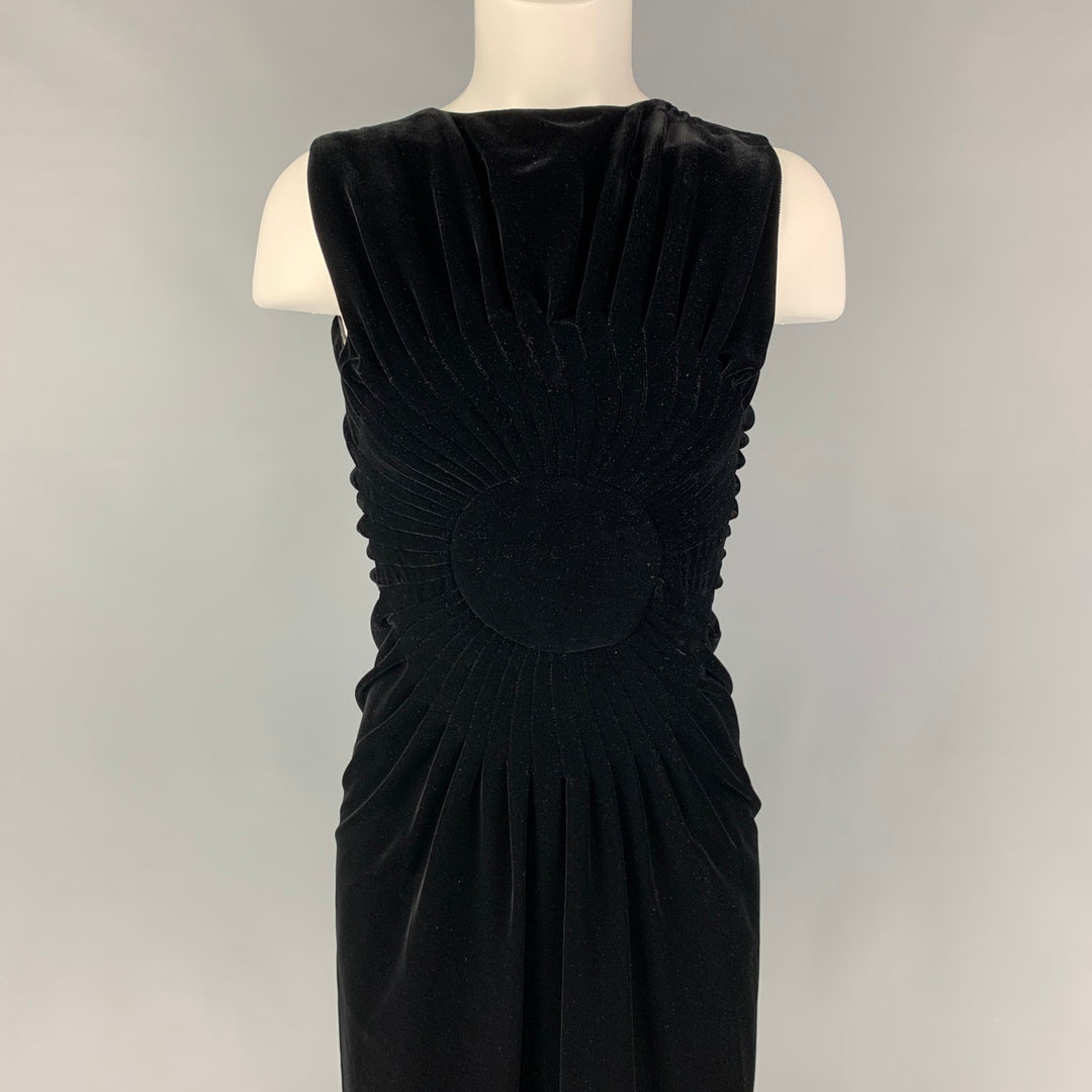 JIL SANDER Size 4 Black Viscose Blend Ruffled Sleeveless Dress