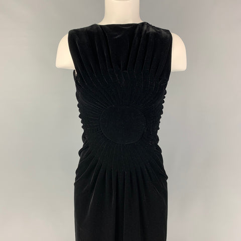 JIL SANDER Taille 4 Robe sans manches à volants en mélange de viscose noire