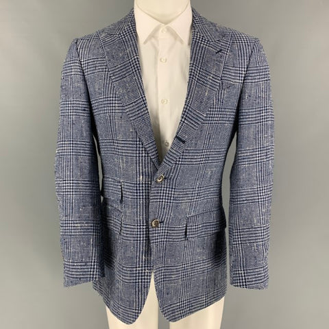 SUIT SUPPLY Size 38 Navy Blue Houndstooth Silk Blend Sport Coat