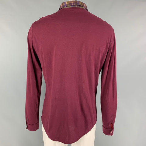 ETRO Size XL Burgundy Cotton Button Up Long Sleeve Shirt