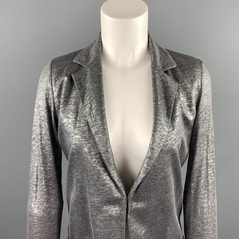 MAJESTIC FILATURES Taille S Veste ouverte en lin métallisé argenté
