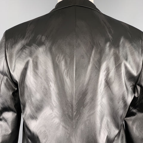 JUST CAVALLI Taille 40 Manteau de sport à revers cranté à imprimé animal métallisé