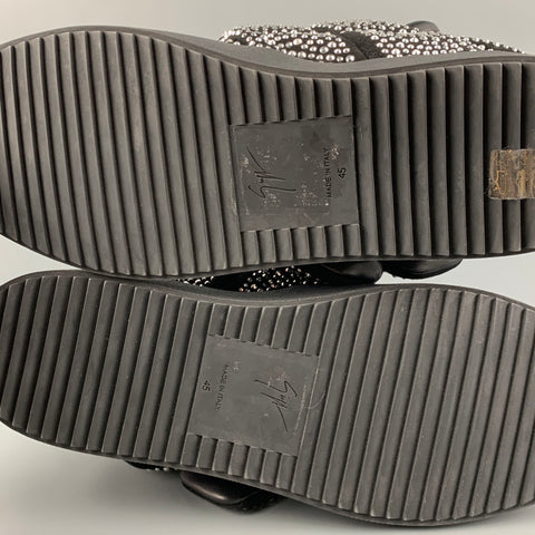 GIUSEPPE ZANOTTI Talla 12 Zapatillas altas de cuero con cuentas plateadas y negras