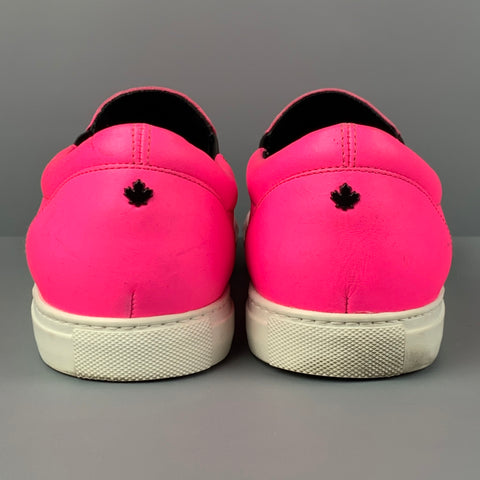 DSQUARED2 Size 10 Neon Pink Nylon Slip On Sneakers