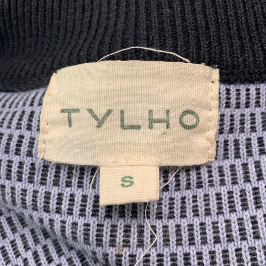 TYLHO Size S Black White Stripe Cotton Cashmere Zip Up Cardigan