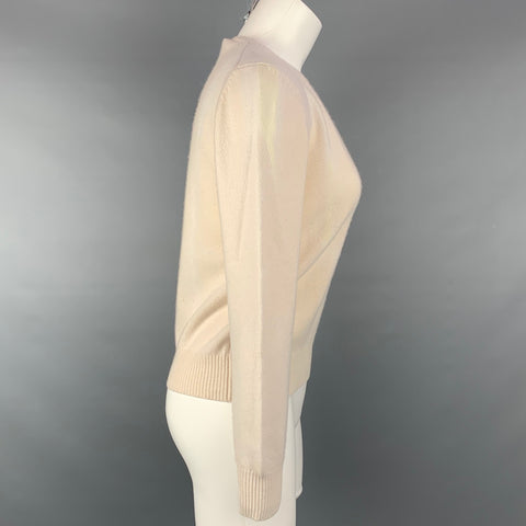 PRADA V-Neck Size 6 Cream Wool / Cashmere V-neck Pullover