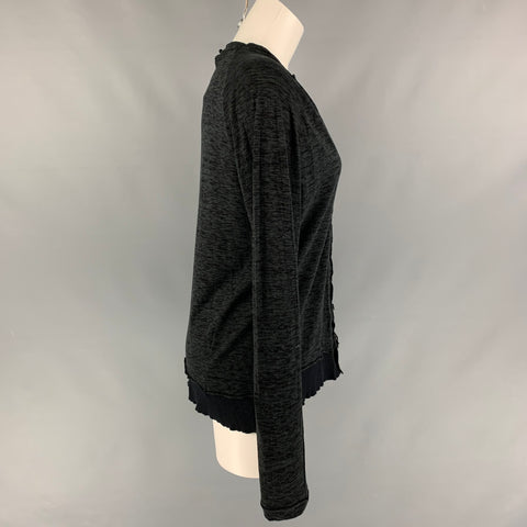 THE VIRIDI-ANNE Cárdigan con cuello en V jaspeado de algodón negro y carbón talla S