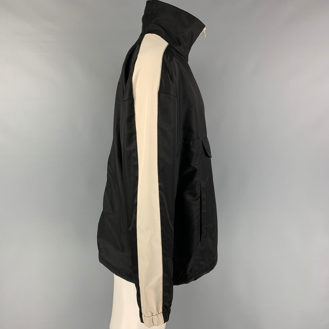 DANIEL PATRICK Size M Black Cream Color Block Polyester Jacket