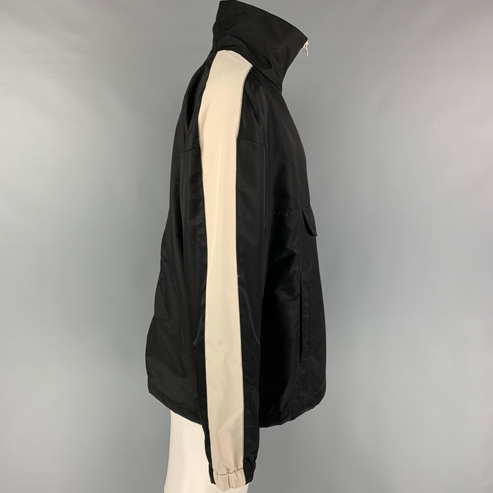 DANIEL PATRICK Size M Black Cream Color Block Polyester Jacket