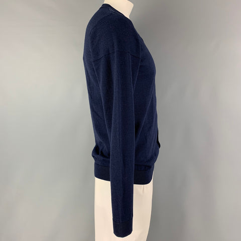 S.N.S HERNING Size L Navy Knit Wool V-Neck Cardigan