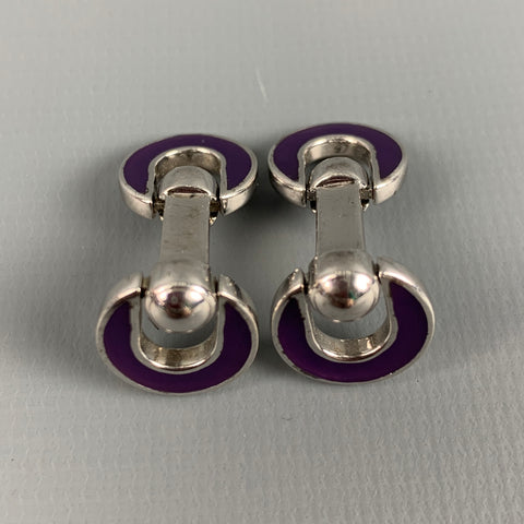 Boutons de manchette violets VINTAGE en argent sterling