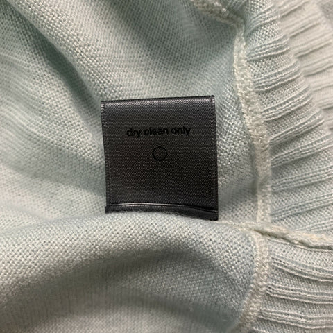 JOHN VARVATOS Size M Light Blue Distressed Silk &  Cashmere V-Neck Pullover