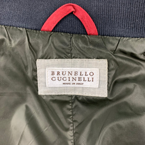 BRUNELLO CUCINELLI Size M Navy Nylon Zip & Buttons Jacket