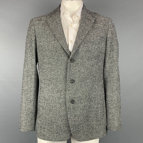 ISSEY MIYAKE Size 44 Black & White Textured Notch Lapel Sport Coat