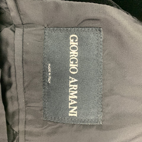GIORGIO ARMANI Size 46 Long Black Velvet Rayon Blend Sport Coat
