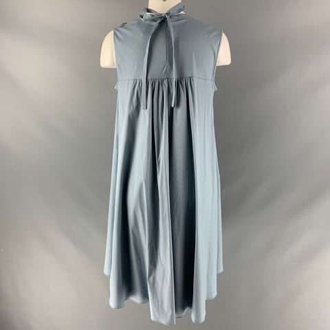 MAX MARA Talla 6 Vestido plisado de mezcla de algodón azul claro