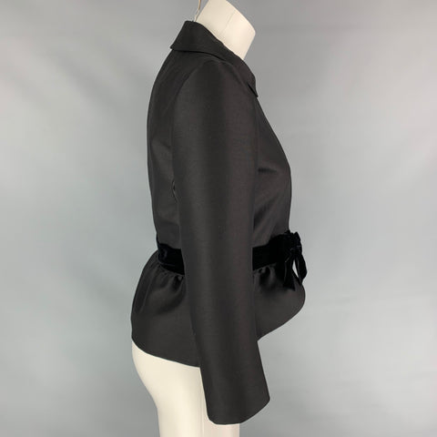 GIAMBATTISTA VALLI Size 6 Black Wool / Silk Bow Jacket