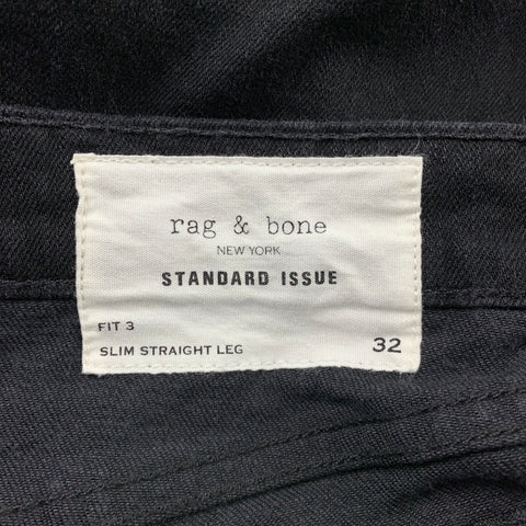 RAG & BONE Standard Issue Size 32 Black Denim Slim Cut Jeans