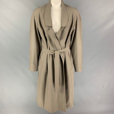 LEMAIRE Size M Grey Polyester Wool Open Front Belted Coat