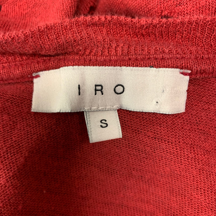 IRO Taille S T-shirt à col rond en lin vieilli bordeaux
