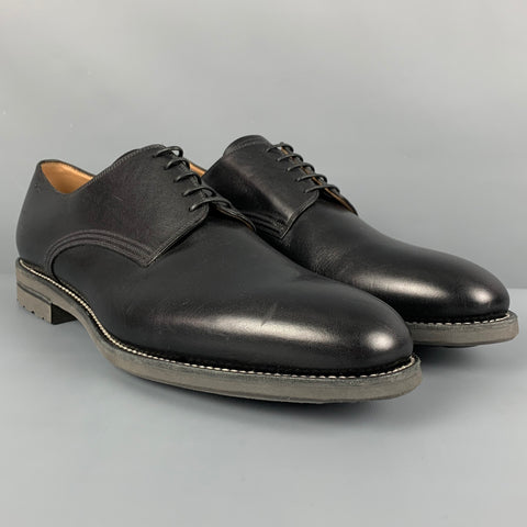 BALLY Size 12 Black Leather Lace Up Loafers