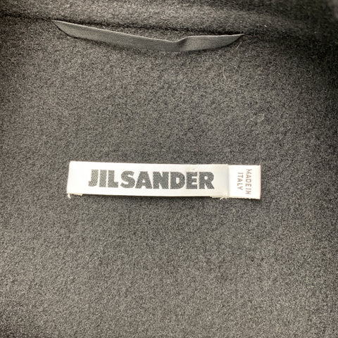 JIL SANDER Size 10 Black Cashmere Flannel Double Breasted Knit Coat