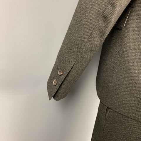 BLACK FLEECE Size 38 Charcoal Grid Wool Notch Lapel 3 Piece Suit