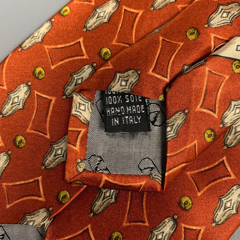 VALENTINO Copper & Cream Satin Silk Tie