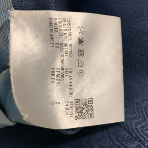 SARTORIO Talla 44 Traje Lana Rayas Azul Solapa Pico 36 34