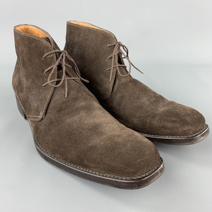 CALZOLERIA HARRIS Size 12 Brown Suede Lace Up Chukka Boots